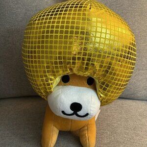 NWT San-X Afro Ken Dog 14" Mirror Ball Gold Plush Disco 2019